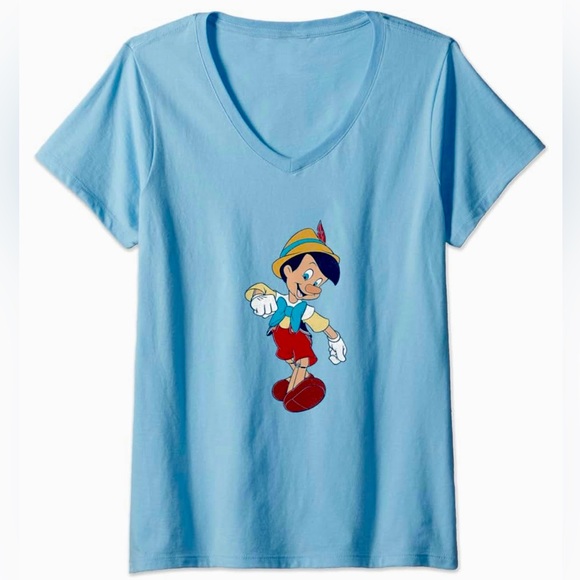 Disney Tops - Womens Disney Pinocchio Strutting With A Smile Full Body V-Neck T-Shirt